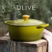 Le Creuset Signature Cocotte olive Gold Knob Black Matte 18cm-22cm Enameled Cast