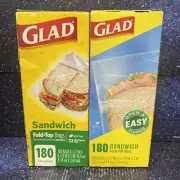 2 X Glad 60771 6.5 in. x 5.5 in. Fold-Top Sandwich Bags -Clear (2160/Carton) New