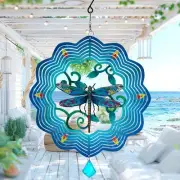Dragonfly Metal Wind Spinners - 12 Inch Hanging Metal Wind Spinner for Outdoo...
