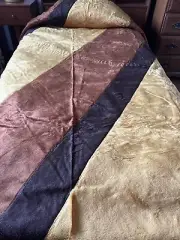 Set of Vintage 70s Sears Twin Aztec Gold Coverlet Bedspreads