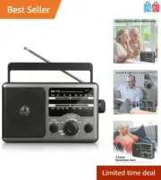 High-Quality Portable Transistor Radio with Big Speaker and Tone Modes