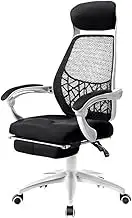 Artiss Gaming Chair Ergonomic Office Chairs Height Adjustable Mesh Computer Desk Seat with Lumbar Support Footrest and 150° Recline, High Back and 360°-Swivel Seating Black + White for Executive Home
