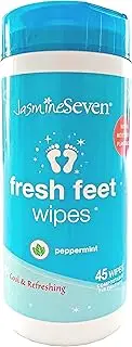 (Peppermint) - Jasmine Seven Fresh Feet Wipes 45 Count
