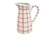 J.Elliot Home Fenton Check Pitcher Vase 17.5x12.5x21.5cm Bubblegum Home Decor