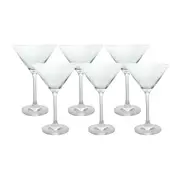 6pc Classic 18cm/274ml Stemmed Martini Glass Cocktail Drink Glassware Set Clear
