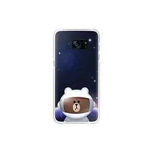 艾克力3C 原廠 吊卡 三星 S7 EDGE 原廠 LINE 薄型透明背蓋 BROWN