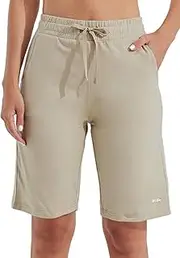 'Willit Women's Shorts 10'' Bermuda Cotton Long Shorts Yoga Exercise Knee Length Shorts Workout Athletic with Pockets'