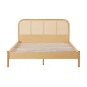 Rattan Bed Frame with Curved Bedhead - Double