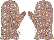 [Joisal] Chic Dogs Brown Kids Hand Gloves for Winter, Ultra-Soft Lamb Velvet, Kids Snowboard Gloves, Gloves Boys, Small