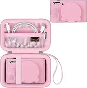 [Canboc] Camera Case for Canon PowerShot SX740 SX730 HS Digital Camera, 1* Hard Carrying Case + 1* Soft Silicone Protective Cover with Removable Lens Cover, Pink (Case Only)