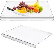 MTSDM 2Pcs Acrylic Cutting Board, Clear Cutting Board for Countertop with Lip, 17.7"x13.7" Kitchen Countertop Non Slip Chopping Board for Fruit Bread Vegetable Meat
