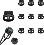 Siqian Toggles for Drawstrings 10 Pack Cord Locks Set, Dual-Holes Spring Set Double Holes Toggle Loaded Plastic Round Ends Stopper Fastener Oval Locks, Black, M, (SQ-SKTHSSTZ01-BK10-CX-UK), Black