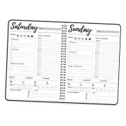 Work Planner,Daily & Weekly Spiral Planner with Hourly Schedules, Black（Weekly)