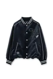 [Wooyoungmi] Navy Embroidered Patch Varsity Jacket