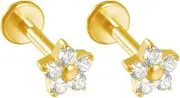 [Niaspi] 16G G23 Titanium CZ Flower Labret Monroe Lip Rings Tiny Internally Threaded Conch Helix Tragus Cartilage Flat Back Earrings Studs Medusa Piercing Jewelry for Women