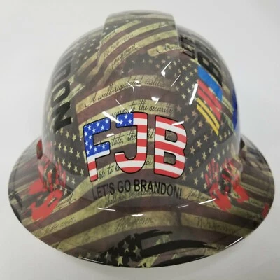 FULL BRIM Hard Hat custom hydro dipped WE THE PEOPLE LETS GO BRANDON SICK
