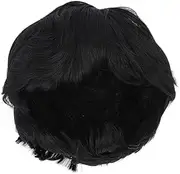 Men Short Wig, Fluffy Comfortable Wear False Hair Wig, Textured Short Hair With Oblique Bangs for Male Black