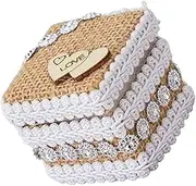 TINEASUR Box Rustic Jute Twine Engagement Ring Box with Double Heart Design for Weddings and Proposals Charming Ring Holder Romantic Symbol of Eternal Love