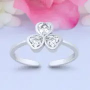 7mm Heart Clover Band 925 Sterling Silver Toe Ring Thin Adjustable Toe Ring