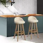 Set of 2 Bar Stool PU Leather Backrest Bar Stools 360 swivel seat - Beige