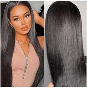 wigs for women Straight Lace Front Wigs Pre Plucked Human Hair 6×4 Glueless Lace Front Wigs for Women wig with bangs(18inches)