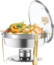 Amhier 5 Qt Chafing Dish Buffet Set with Visible Glass Lid and Holder, Stainl...