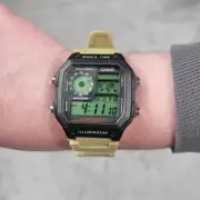 Custom Casio World Time AE-1200WH Watch Royale Green Color Screen Mod W New Band