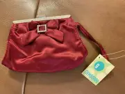 Gymboree Vintage Prim & Proper BURGUNDY RED CLUTCH PURSE BAG RHINESTONE JEWELS