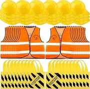 54 Pcs Kids Construction Party Dress Up 18 Pcs Construction Vest 18 Pcs Construction Hat 18 Pcs Tote Bag for Kid Halloween