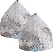 Laundry Bags Mesh Large Washing Bags for Delicates 2 Pack, 23.5‘’ x 31.5'' with Drawstring, Coarse Net Wash Bag for Washing Machine White