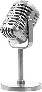 Retro Microphone - Prop - Fake Vintage Microphone, Stand Model | Party Role Play Accessory, Toy with Antique Style, Stage Decoration, Table Centre for Performances, Photo Shoots