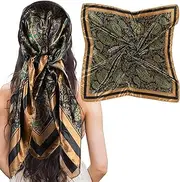 [Sibba] 35 Inch Satin Headscarf for Women Such as Silk Scarf Versatile Hair Bandana Lightweight Headscarves Neck Face Towels Cover Lightweight Rags Sleep Cap Soft Headscarf Square Satin Scarves, brown,
