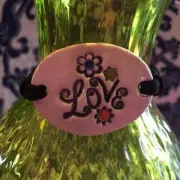 NEW Handmade Clay Pottery Bracelet LOVE FLOWERS WHIMSICAL Cheryl Stevens Studio