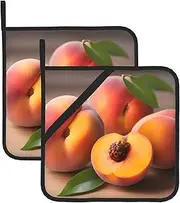 Peach Potholders BBQ Pot Holders for Heat Resistant Potholder, Hot Pads,Cooking Baking(2-Pack)