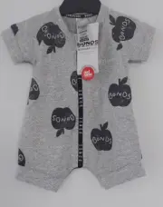NEW BONDS Grey APPLE Wondercool Short zippy wondersuit - size 0000 / NEWBORN