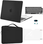 [MOSISO] Compatible with MacBook Air 13 inch Case 2025 2024 2023 2022 M4 A3240 M3 A3113 M2 A2681, Hard Shell&Sleeve Bag&Keyboard Skin&Webcam Cover&Screen Film for MacBook Air 13.6 inch, Black