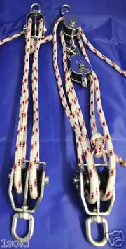 A PULLEY SYSTEM SET 5 to 1 & 4 to 1 ratio FOR DINGHYS & OUTBOARDS 3hp & OVER