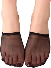 [Oxtxuzdm] Women's Sheer Mesh Toe Covers Socks with Nonskid Bottom Grip Elastic Toe Top Not Show Liner Forefoot Half Socks