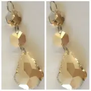 12Pcs 38mm Maple Leaf Chandelier Crystal Prism Parts Drop Pendant Gold Champagne