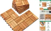 Acacia Deck Tiles (Pack of 10) - Hardwood Interlocking Patio Tiles, Outdoor