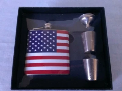 6oz. Hip Flask, 2 Cups & Funnel in a gift box