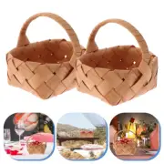 2 Pcs Basket Decoration Garden Wicker Baskets for Plants Wooden Canasta Madera