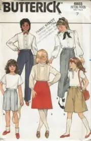 Butterick Sewing Pattern 6803 Shorts Skirt Culottes Pants Girls Size 7
