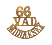 66 Voluntary Aid Detachment Middlesex Shoulder Title Brass Metal