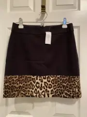 Banana Republic - BLACK leopard print COTTON Blend pencil skirt, size 4 NWT