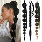 Long 34in Braid Ponytail Wrap On Bubble Pony Tail Braiding Hair Extensions Thick