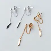 925 Sterling Silver Bar Drop Earring S925 Sterling Silver - Earring - Silver - One Size