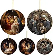 Christmas Nativity, 5X Tree Ornaments Nativity Scene, Nativity Scene Decoration, Christian Home Decor Ornaments, Christmas Religious Ornaments, Nativity Scene Tree Ornaments, Christmas Tree Nativity D