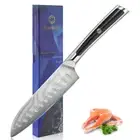 5 Inch Japanese Santoku Knife Damascus Steel Sushi Slicer Kitchen Chef Cutlery