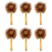6x Brush Art 47cm Lion w/ Pole Outdoor Ornament Yard Patio Garden Decor Brown
